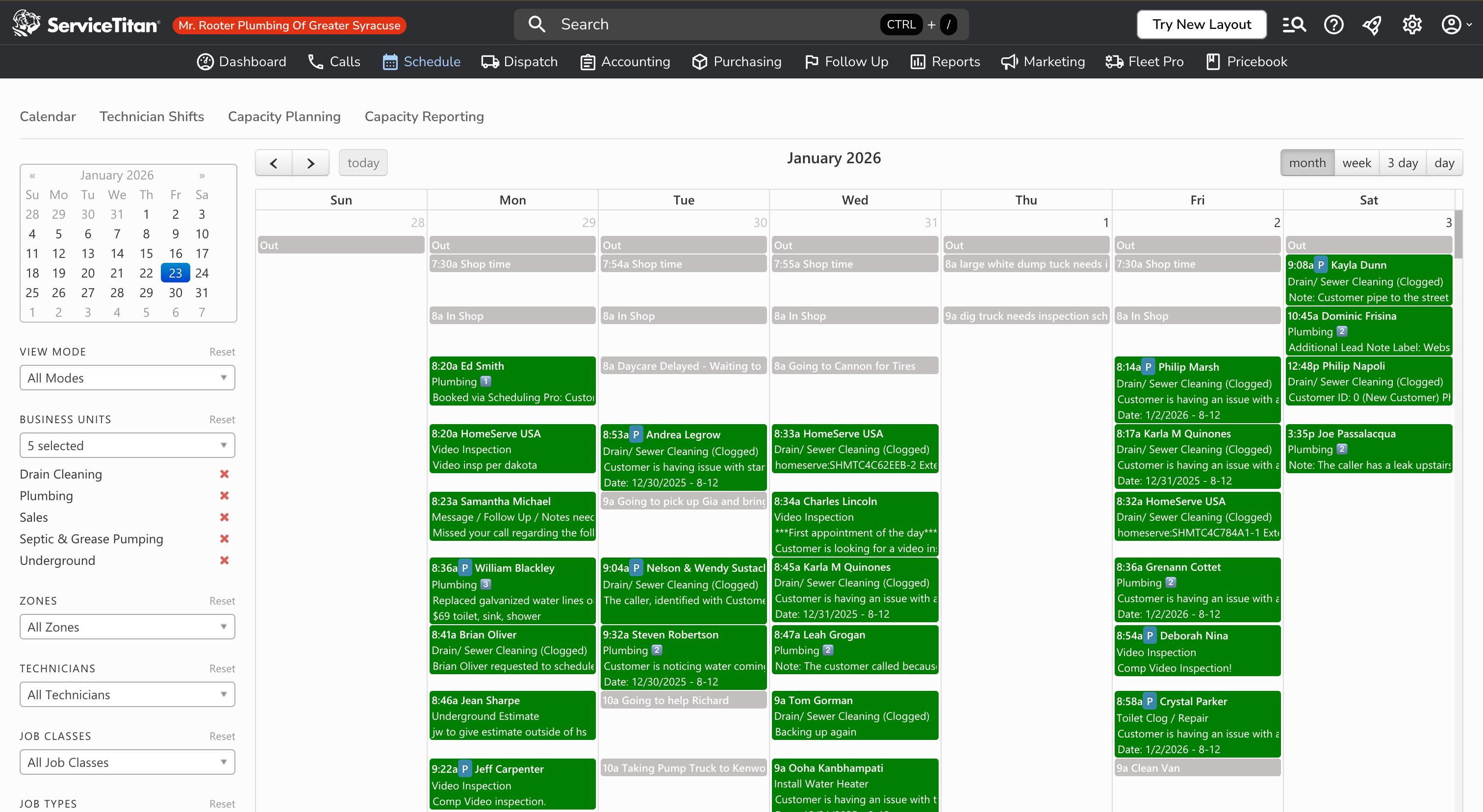 ServiceTitan Calendar View